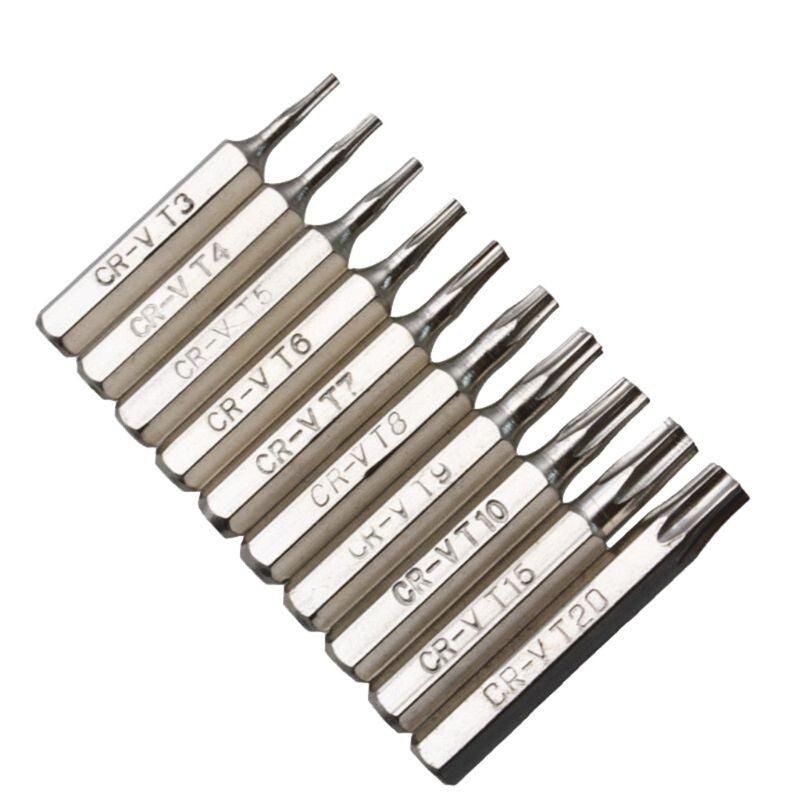 10PCS CR-V Torx Screwdriver Bits Set T3 T4 T5 T6 T7 T8 T9 T10 T15 T20 Mobile Bit - Dukes Supplies