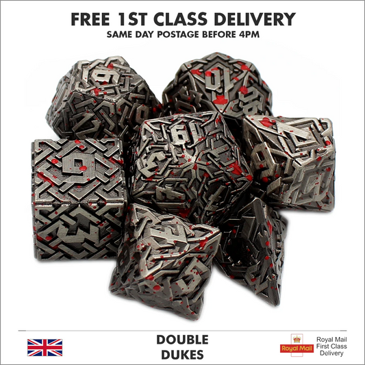 Silver Red Dragon Dice Set DND Metal Polyhedral Die Set TTRPG D&D Gift - Dukes Supplies