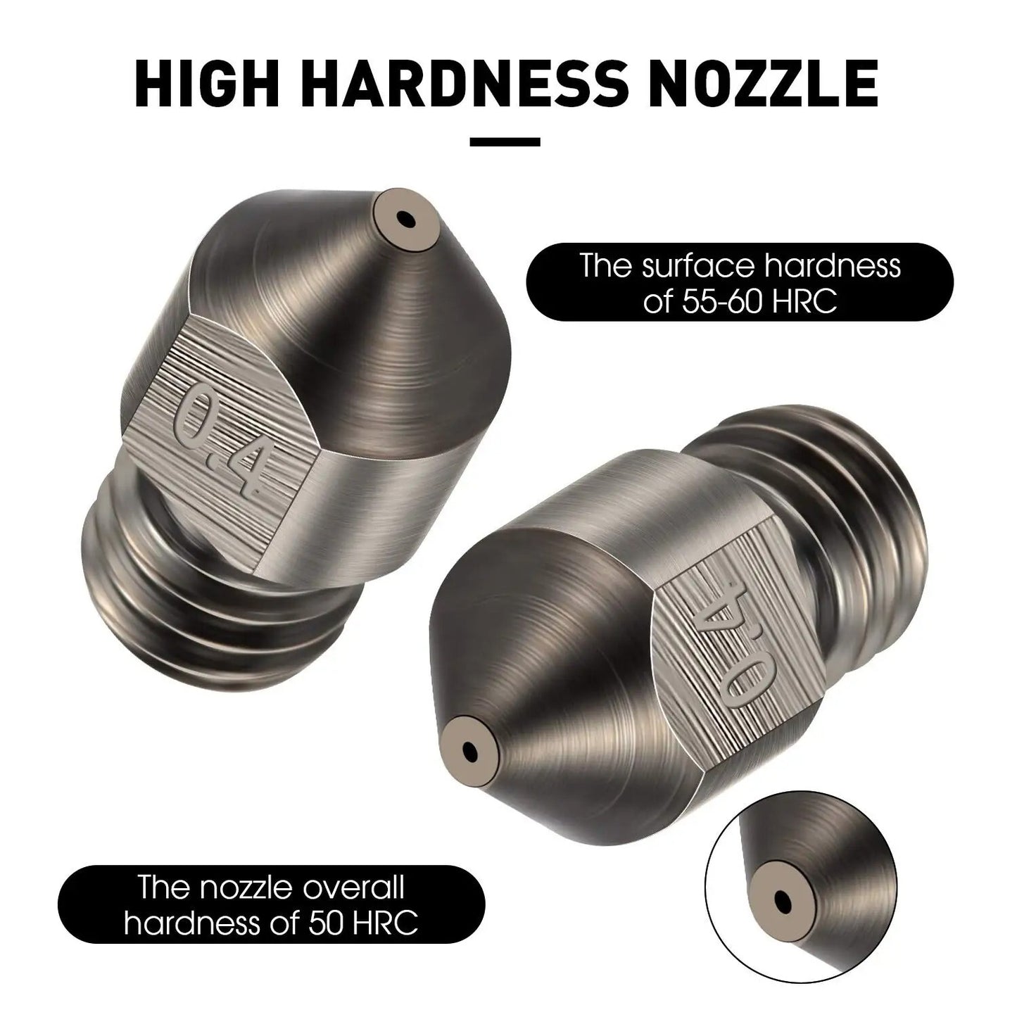 2pcs 0.4mm Hardened Steel 3D Printer Nozzle MK8 CR-10 Ender 3 Anet A8 m6 - Dukes Supplies