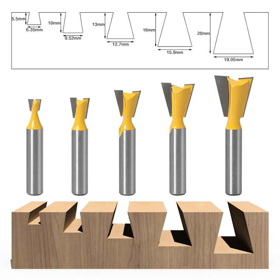 1pcs 8mm Shank 14 degree Dovetail Joint Router Bit - Dukes Supplies
