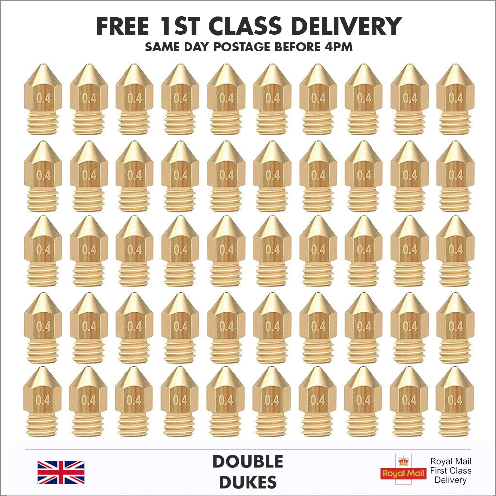 3D Printer Nozzle MK8 Brass Extruder 0.2mm - 1.0mm Creality Ender CR-10 makerbot - Dukes Supplies