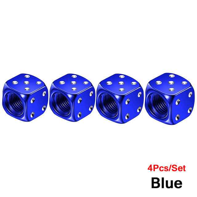 Dice Valve Caps for Cars, Set of 4, Caravans, Motorcycles, BMX - UK Seller - Dukes Supplies