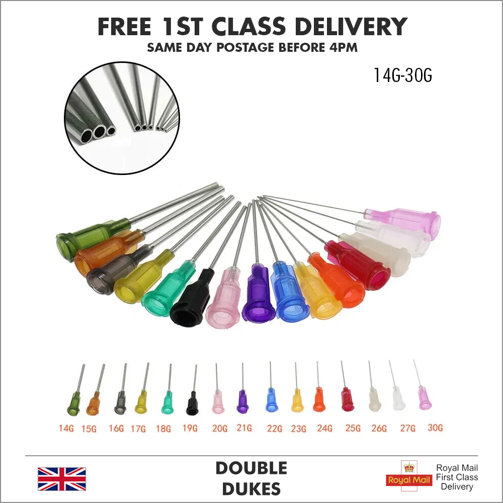 Blunt Tip Syringe Needle Luer Cap Oil Glue Ink Dispensing Liquid Refill - Dukes Supplies