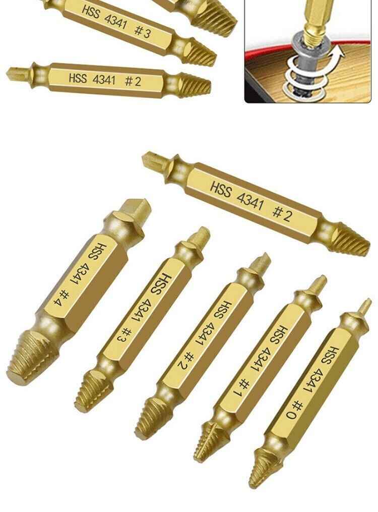 6PCS Broken Screw Extractor Remover Set Damaged Bolt Easy Out Stripped Drill Bit - Dukes Supplies