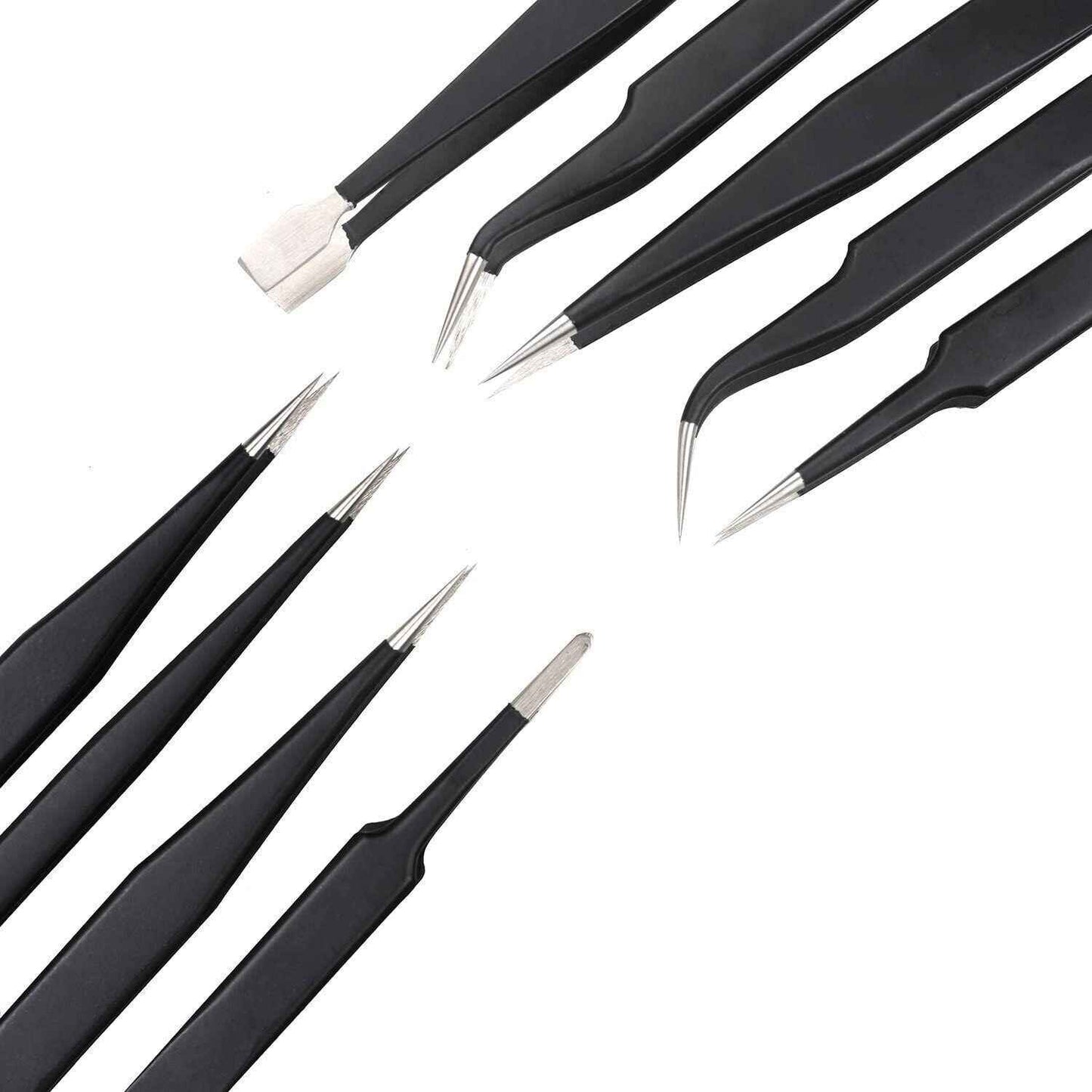 Professional ESD Anti-Static Stainless Steel Tweezers Set Maintenance Tool 10pc - Dukes Supplies