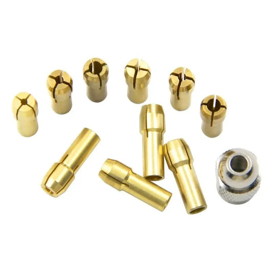 11 x Brass Drill Chuck Collet Bit For Dremel Rotary Tools Adapter 0.5mm-3.2mm - Dukes Supplies