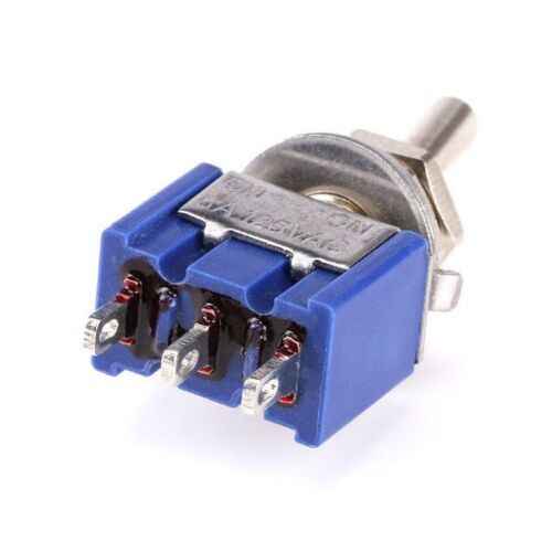 ON/ON Mini Latching Toggle Switch 3 Pin SPDT 6A 125VAC/3A 250VAC 2-Way DIY PCB - Dukes Supplies