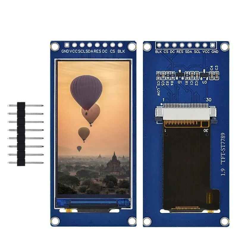 1.9'' IPS Full Angle TFT LCD Color Display Screen Module SPI ST7789 170x320 UK - Dukes Supplies