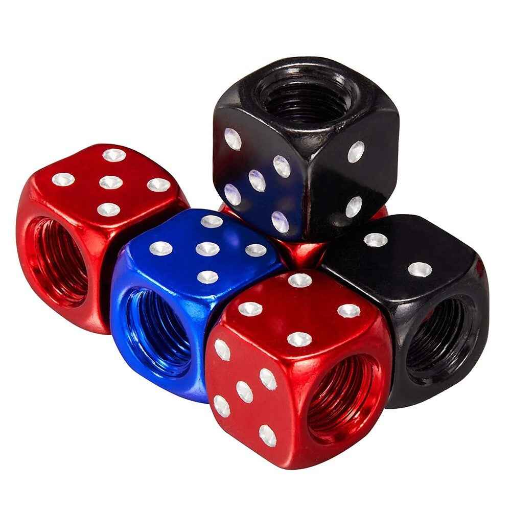 Dice Valve Caps for Cars, Set of 4, Caravans, Motorcycles, BMX - UK Seller - Dukes Supplies