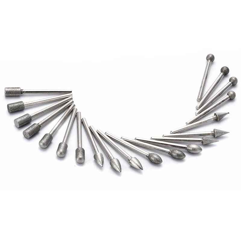 20Pcs Dremel Diamond Grinding Burr Drill Bit Set For Woodworking Rotary Tool - Dukes Supplies