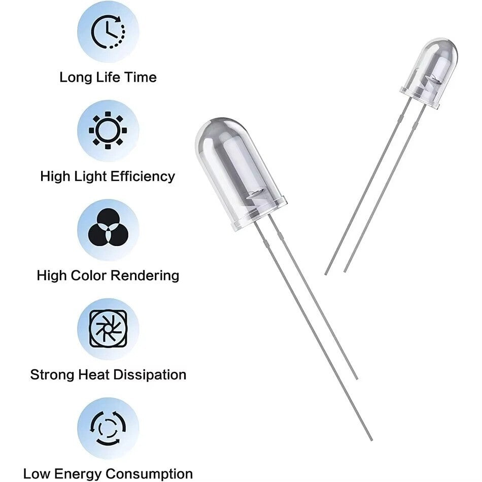 200pcs LED Diodes 3/5mm LED Light Emitting Bulb Lamp, Science, DIY, Electronics - Dukes Supplies