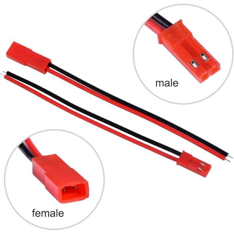 Red 2 Pin JST Plug Socket Connectors 200mm RC Li-Po Battery Leads Cable Wire UK - Dukes Supplies