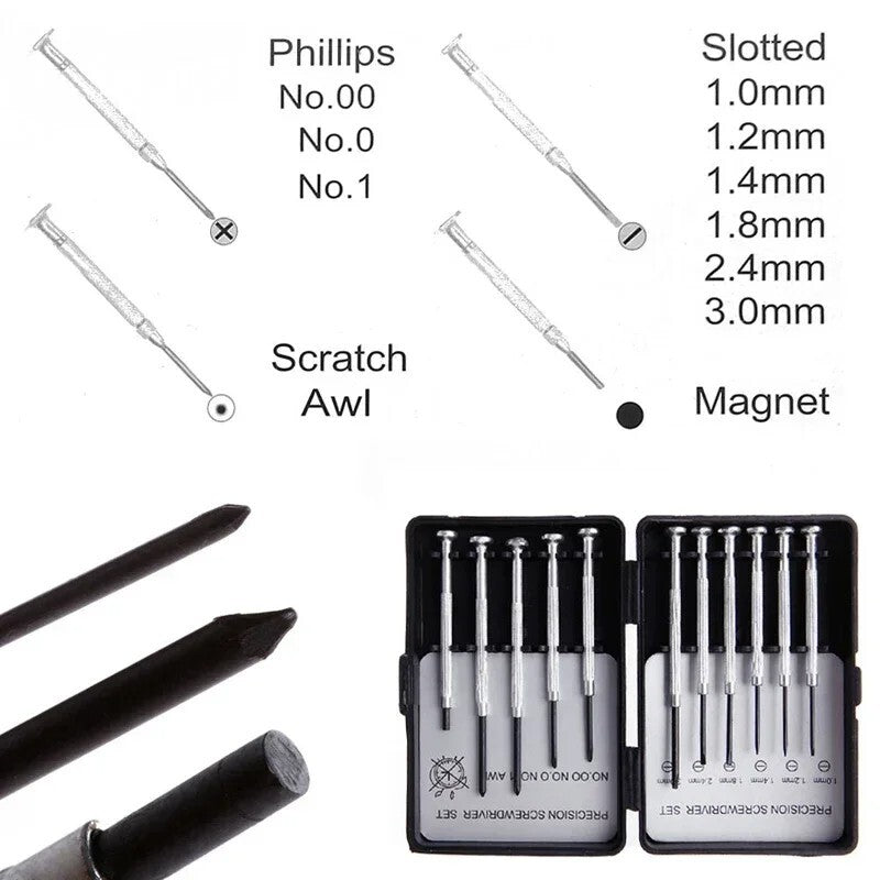11pc Precision Screwdriver Set Kit- Tools for Glasses, Watches, Jewellers & More - Dukes Supplies