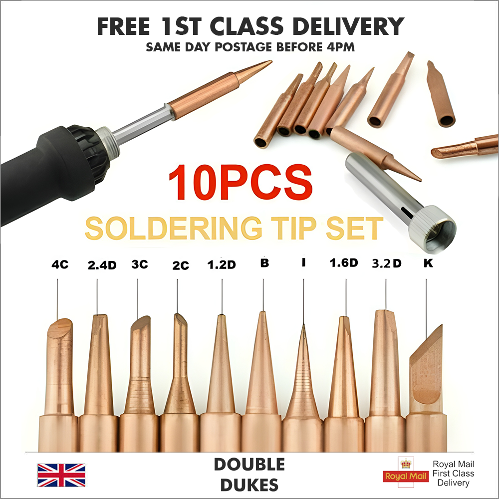 10pc/Set 900M Soldering Iron Tip Pure Copper Iron Head Solder Tool Tips - Dukes Supplies