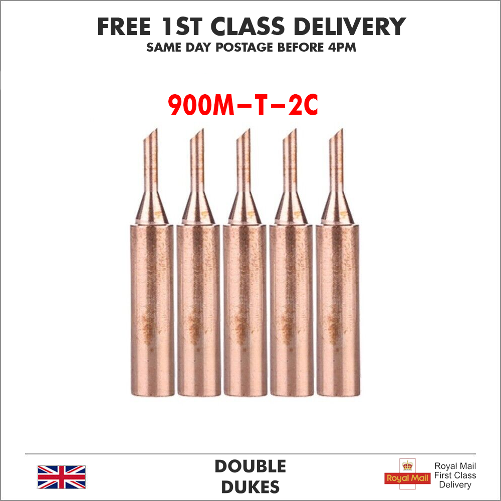5pc/Set 900M-T-2C Soldering Iron Tip Pure Copper Iron Head Solder Tool Tips - Dukes Supplies