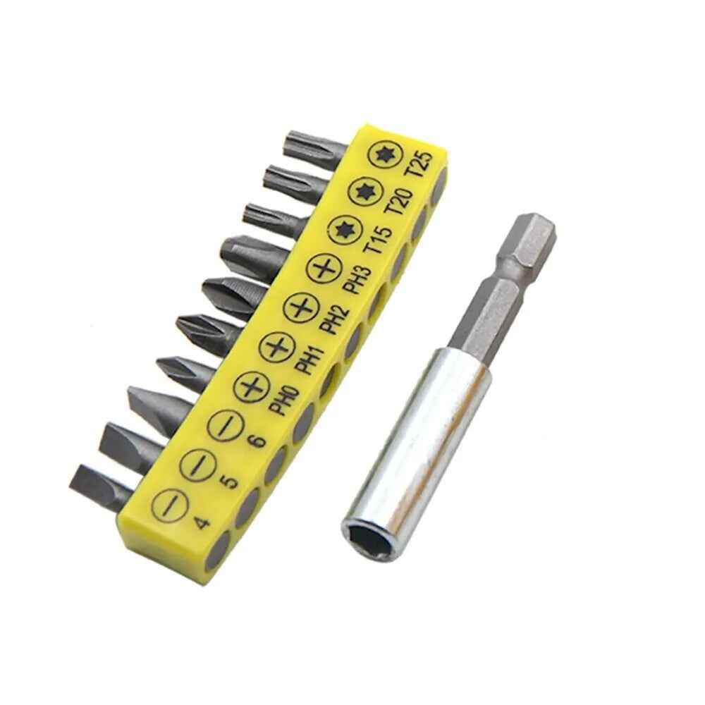 10pc Screwdriver Bits - Torx Cross Head Slotted Philips Hex Power Driver Screw - Dukes Supplies