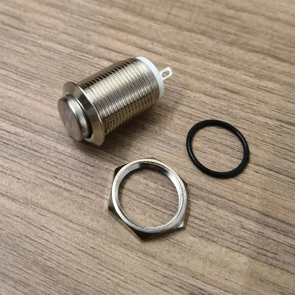 12V 12mm Momentary Push Button Switch Round Metal Waterproof 2 Pin - Dukes Supplies
