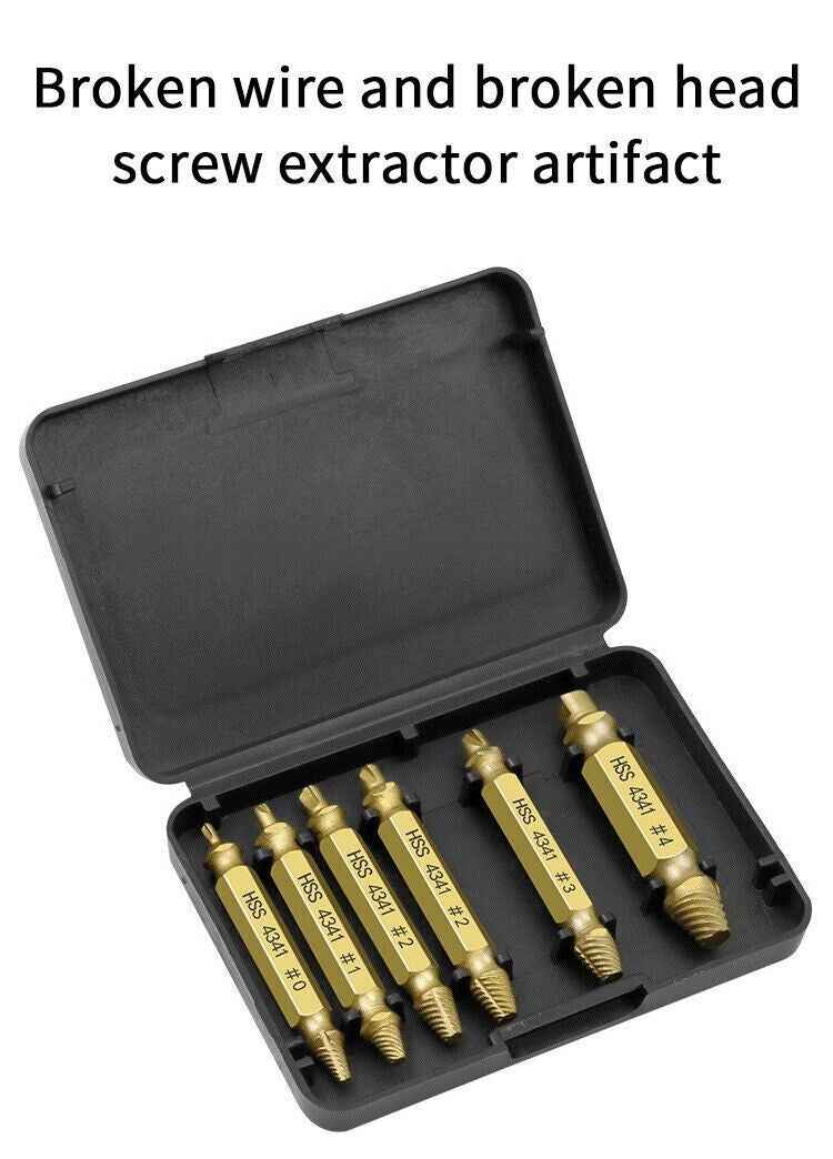 6PCS Broken Screw Extractor Remover Set Damaged Bolt Easy Out Stripped Drill Bit - Dukes Supplies