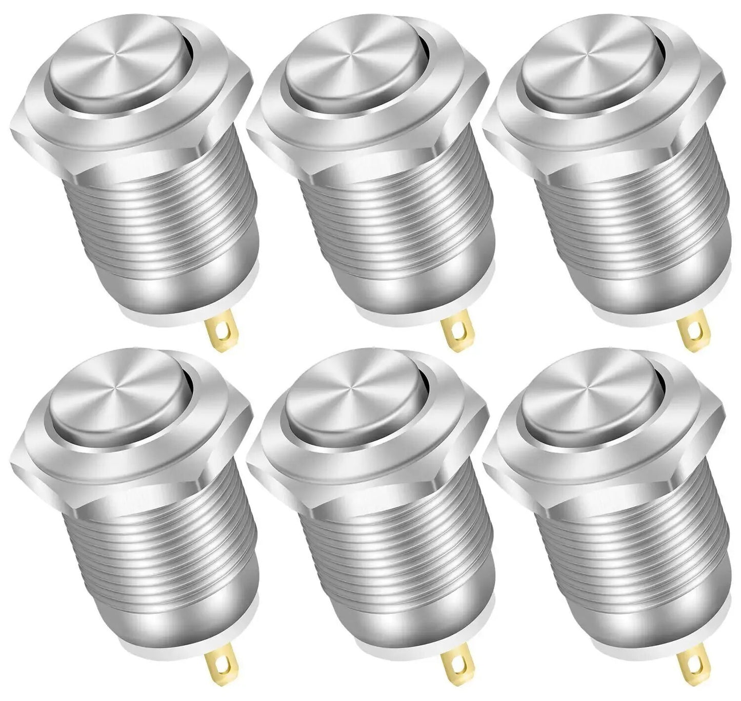 12V 12mm Momentary Push Button Switch Round Metal Waterproof 2 Pin - Dukes Supplies