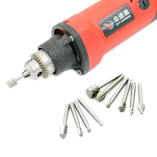 10 x HSS Routing Wood Carving Tool Rotary Drill File Router Bits For Dremel - Dukes Supplies