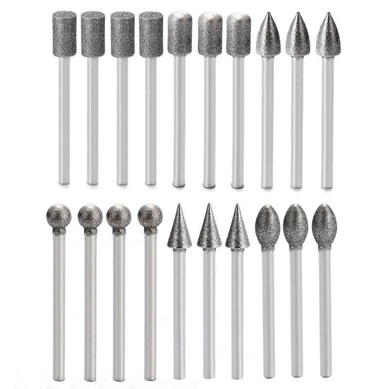 20Pcs Dremel Diamond Grinding Burr Drill Bit Set For Woodworking Rotary Tool - Dukes Supplies