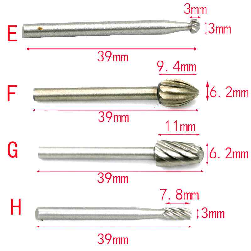 10 x HSS Routing Wood Carving Tool Rotary Drill File Router Bits For Dremel - Dukes Supplies