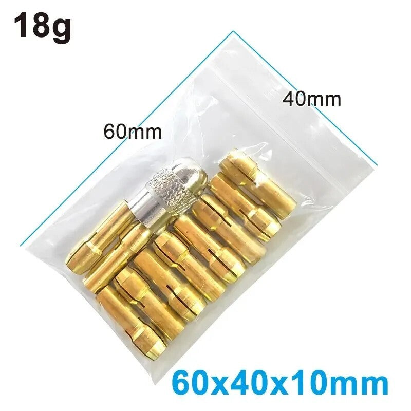 11 x Brass Drill Chuck Collet Bit For Dremel Rotary Tools Adapter 0.5mm-3.2mm - Dukes Supplies