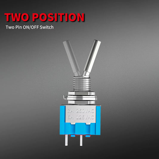 High Quality 2Pin Flat Handle SPST ON OFF 2 Position Mini Toggle Switches MTS101 - Dukes Supplies