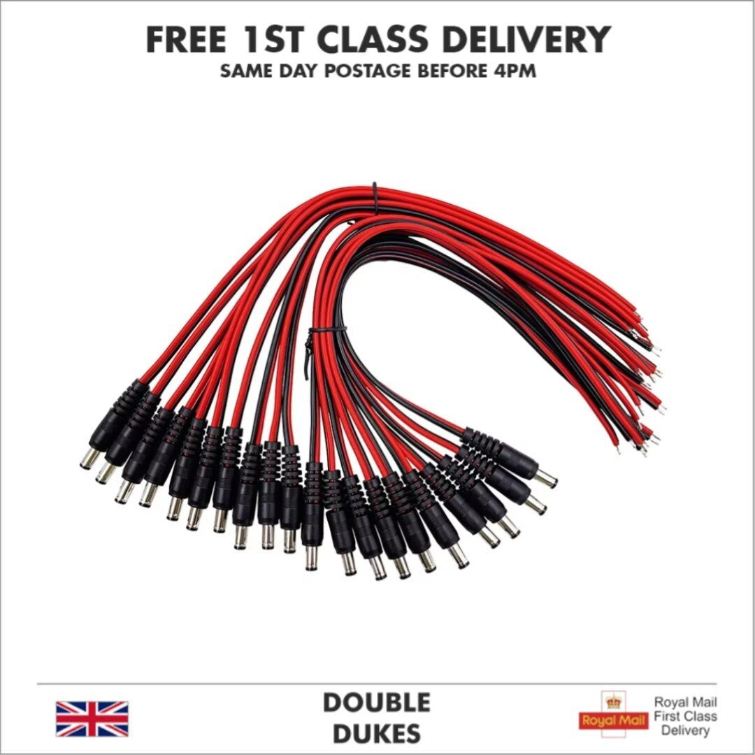 Male & Female DC 12V Power Socket Jack-Plug Connector Cable Electronic Soldering - Dukes Supplies