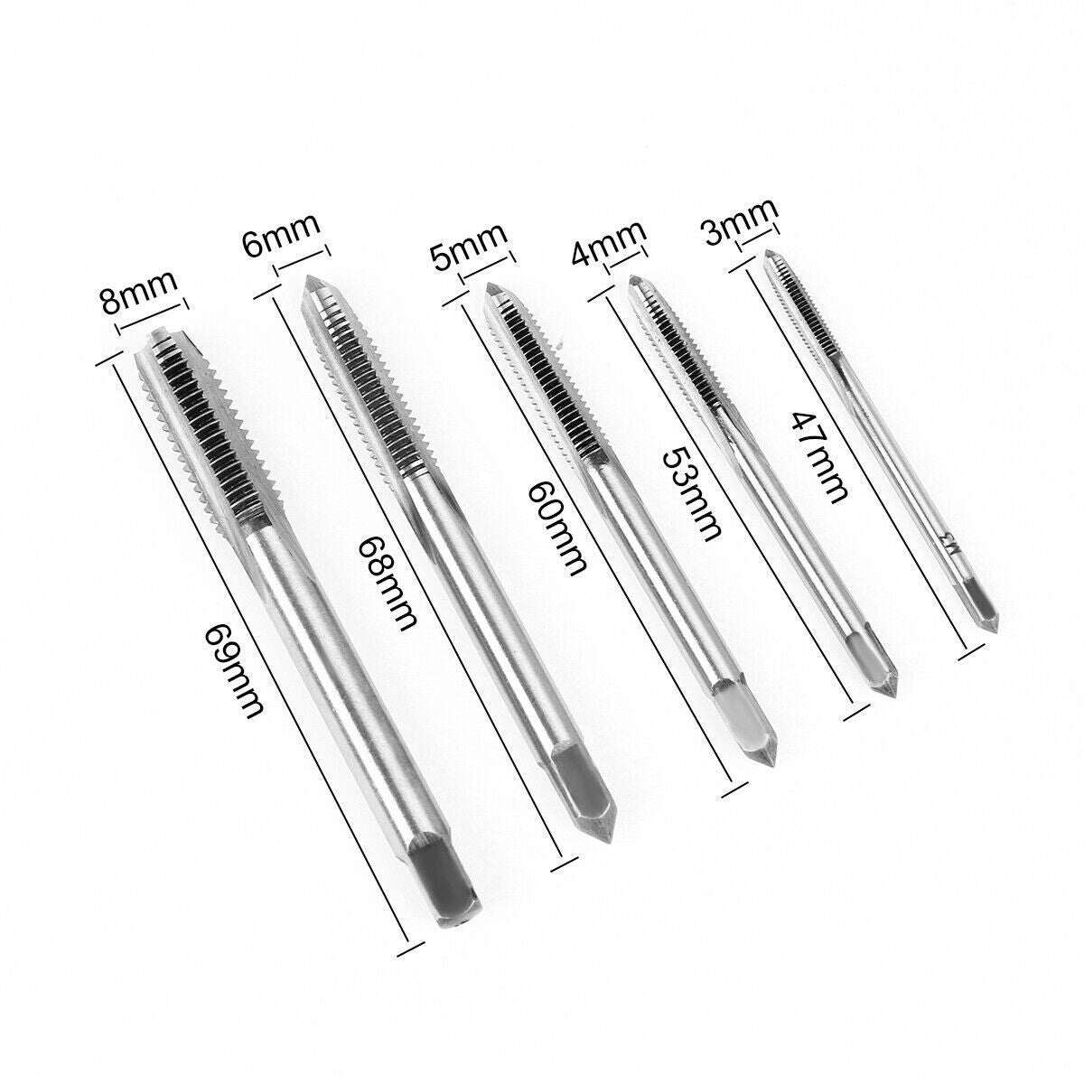 6pcs Hand Tap Set Screw Thread Taps T-Wrench Reamer M3-M8 Twist Drill Bit - Dukes Supplies