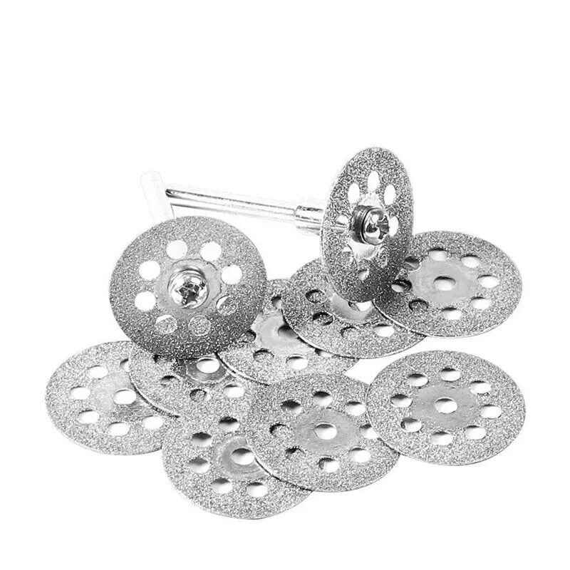 12PCS Rotary Diamond Glass Cutting Discs Disks 2x Mandrel Dremel Tools 25mm UK - Dukes Supplies