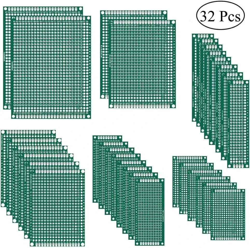 32Pcs Double-Side Protoboard 6 Sizes Circuit Universal Prototype PCB Board Hobby - Dukes Supplies