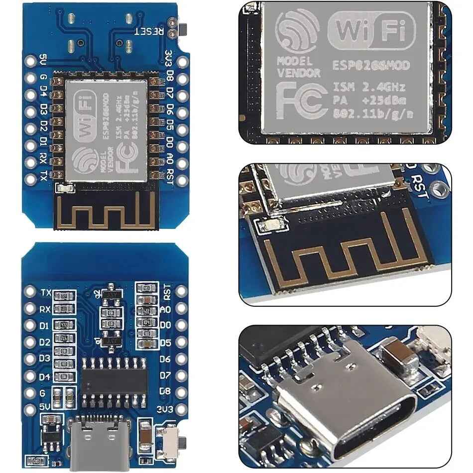 D1 MINI ESP8266 NODEMCU ESP WIFI 4M BYTES IOT DEVELOPMENT BOARD MICRO/USB-C - UK - Dukes Supplies