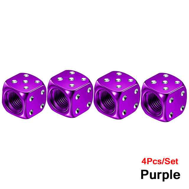 Dice Valve Caps for Cars, Set of 4, Caravans, Motorcycles, BMX - UK Seller - Dukes Supplies
