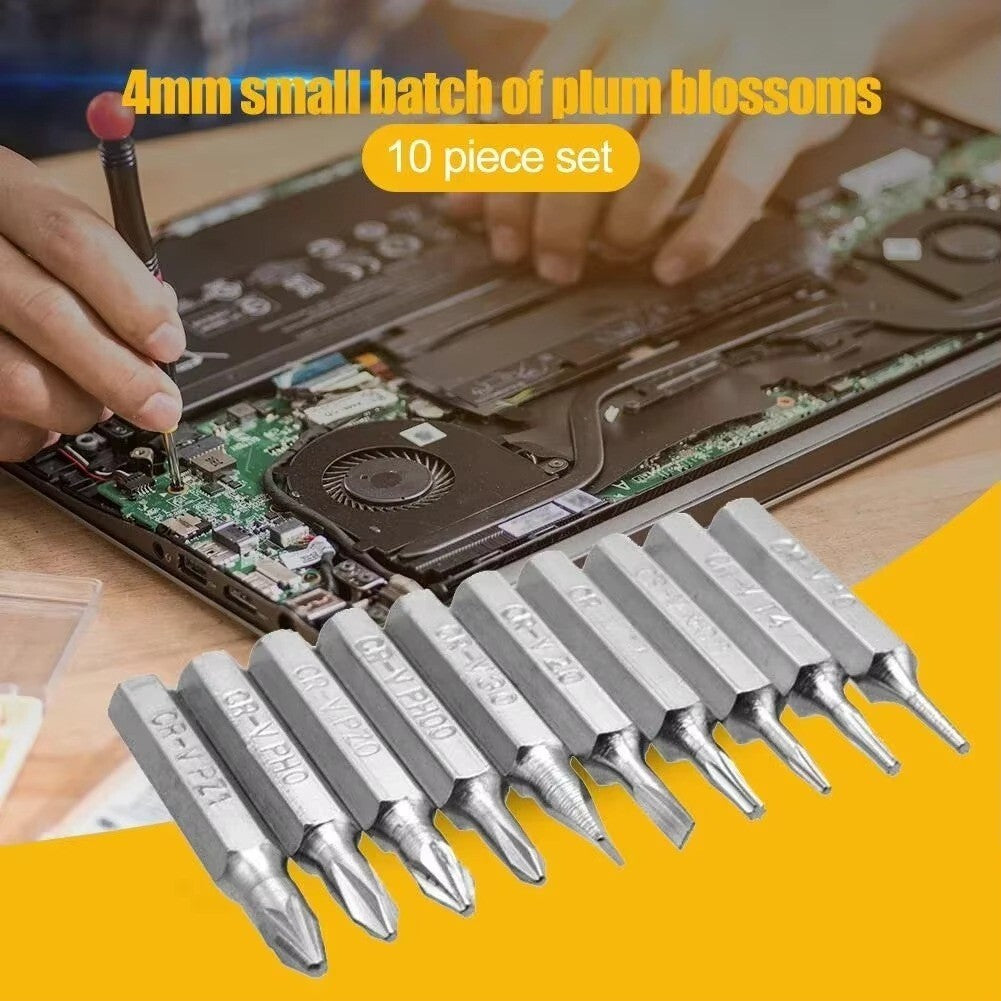 10PCS CR-V Screwdriver Bits Set PH00 PH0 PZ1 PZ0 SL3 SL2 SL1 T5 T4 Mobile Bits - Dukes Supplies
