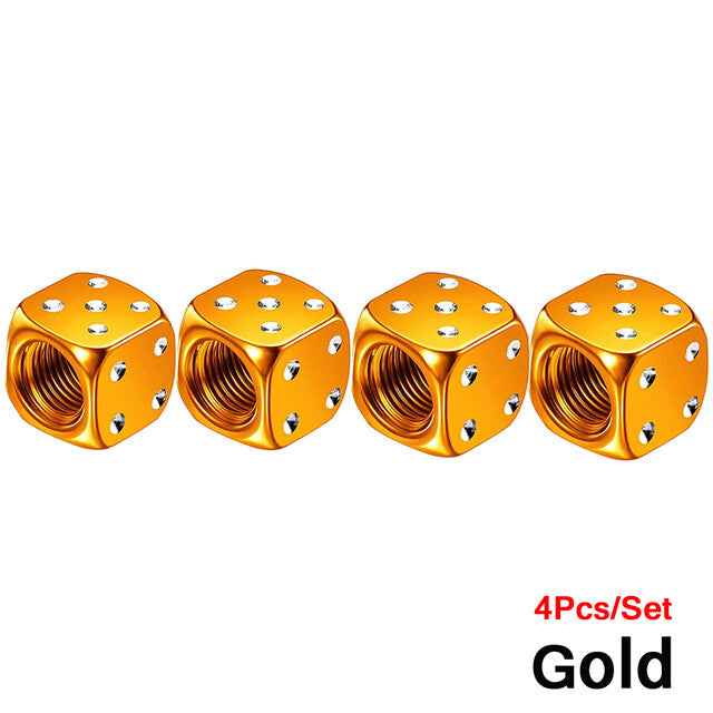 Dice Valve Caps for Cars, Set of 4, Caravans, Motorcycles, BMX - UK Seller - Dukes Supplies