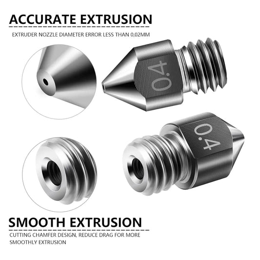 10pcs 0.2mm-1.0mm Hardened Steel MK8 3D Printer Nozzle Extruder Creality Ender - Dukes Supplies