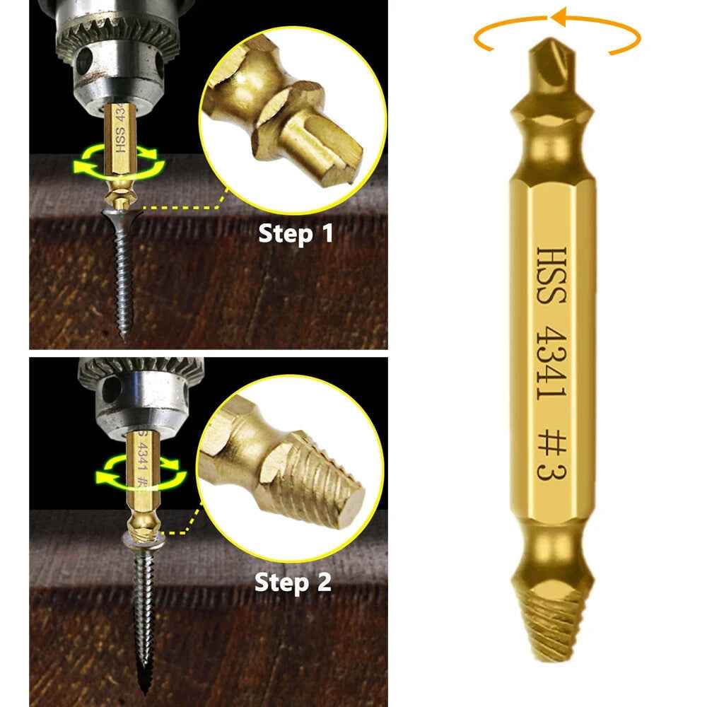 6PCS Broken Screw Extractor Remover Set Damaged Bolt Easy Out Stripped Drill Bit - Dukes Supplies