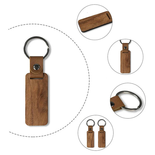 120 Pcs Unfinished Wooden Keychains with Leather Strap - DIY Craft Blanks - Image 3