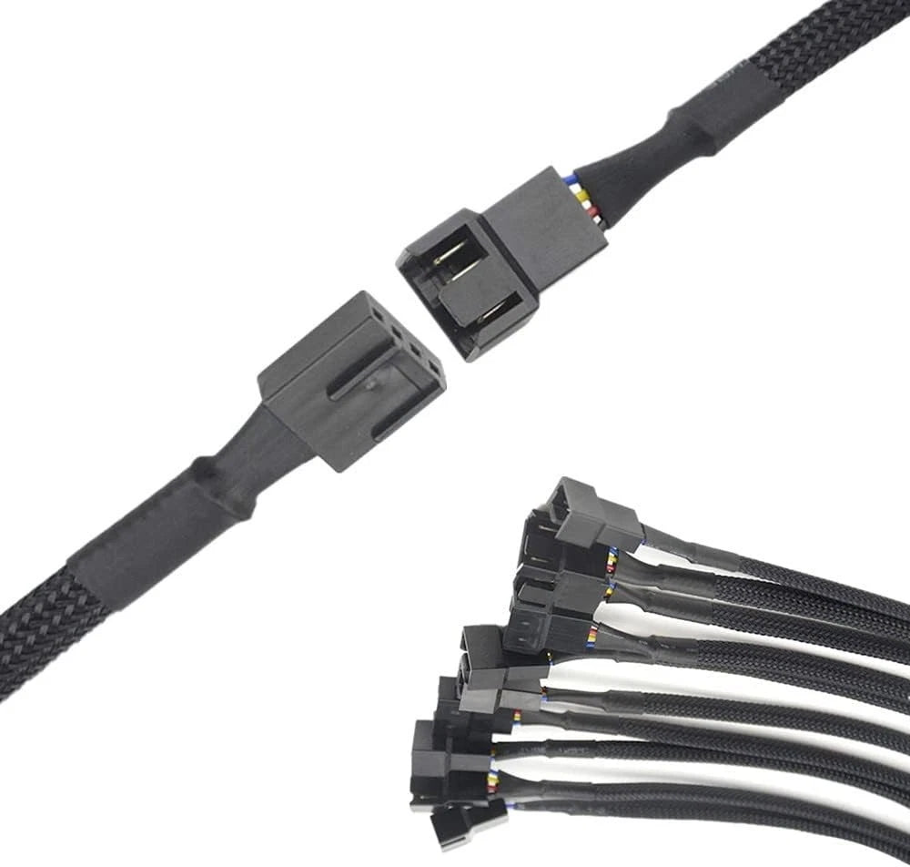 5-Pack 26CM 4-Pin PWM Fan Extension Cables for PC Case Cooling