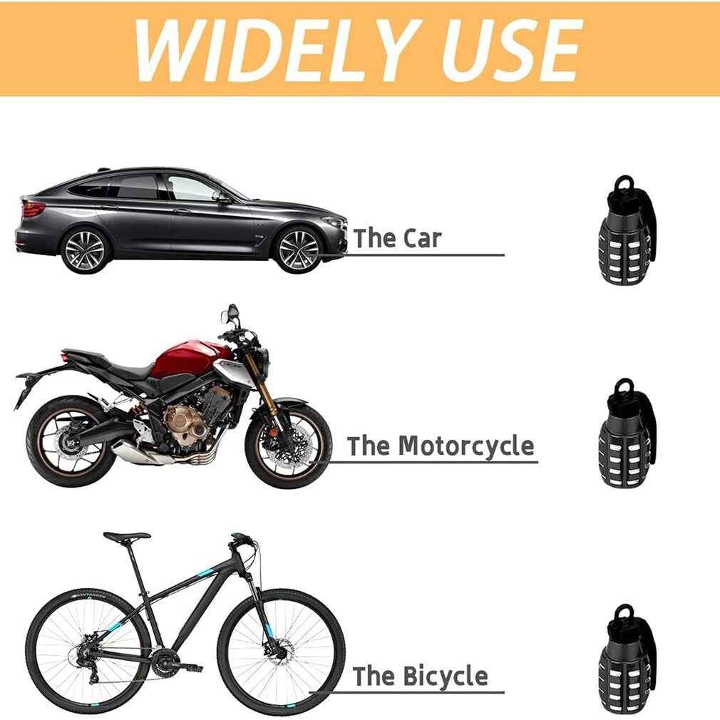 Tyre Valve Dust Caps Grenade Car Bike Motorcycle Alloy BMX MTB X 4 - Dukes Supplies