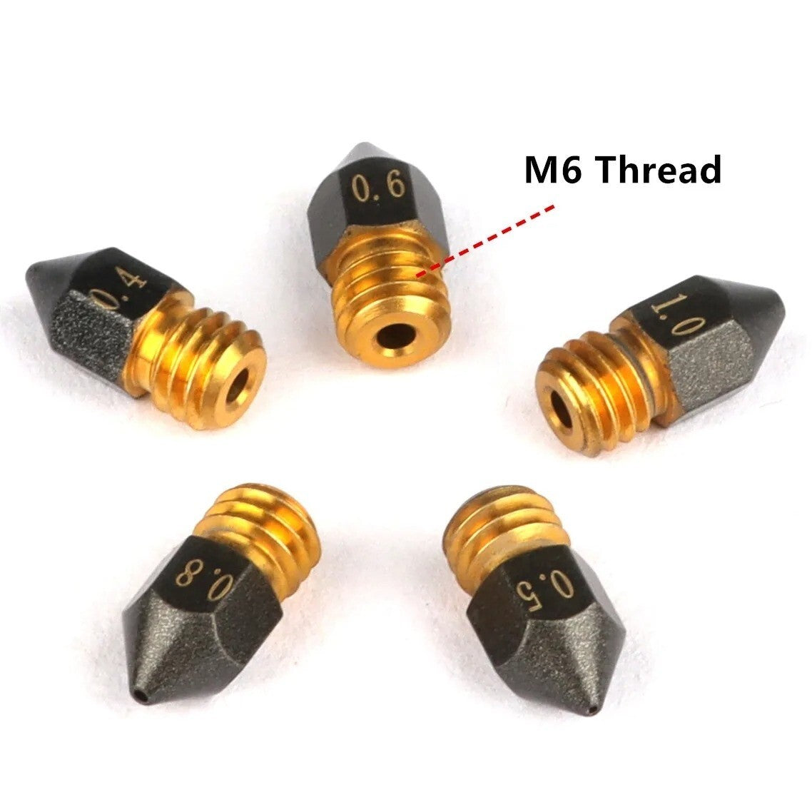 3D Printer MK8 PTFE Coated Nozzle 0.4mm M6 Thread - Ender 3 Pro CR-10R Anet - Dukes Supplies