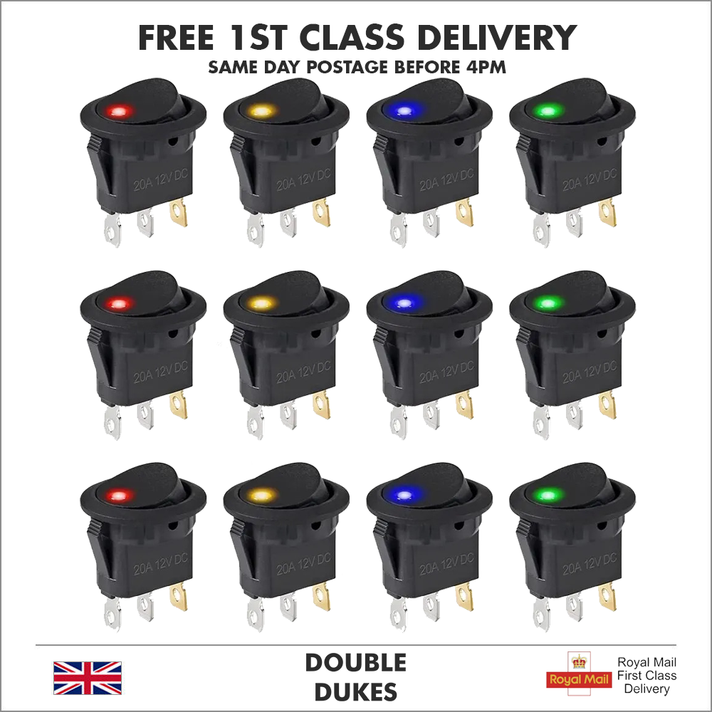5Pcs 12V ON/OFF LED Round 12v Rocker Toggle Switch Dashboard Boat Van - Dukes Supplies
