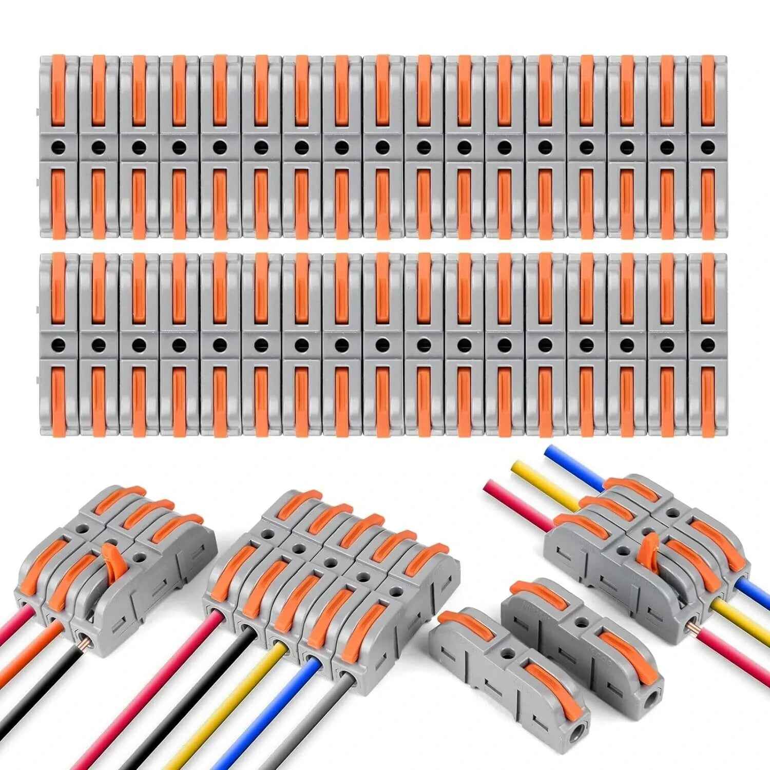 SPRING LEVER TERMINAL BLOCK ELECTRICAL CABLE WIRE CONNECTOR QUICK ...