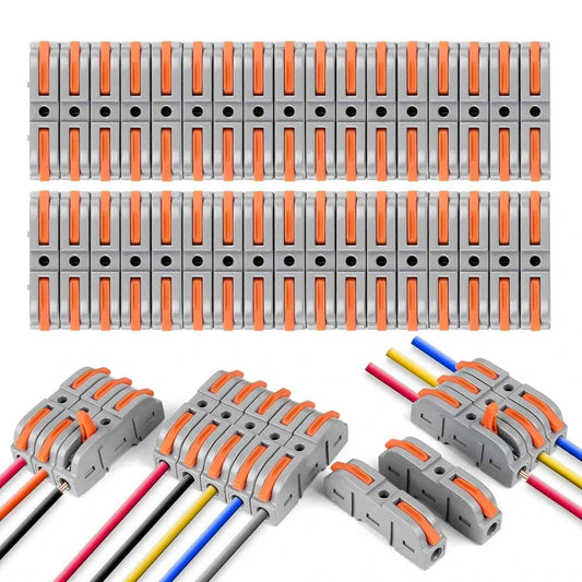 SPRING LEVER TERMINAL BLOCK ELECTRICAL CABLE WIRE CONNECTOR QUICK SPLICE INLINE - Dukes Supplies