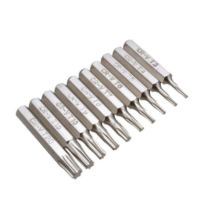 10PCS CR-V Torx Screwdriver Bits Set T3 T4 T5 T6 T7 T8 T9 T10 T15 T20 Mobile Bit - Dukes Supplies