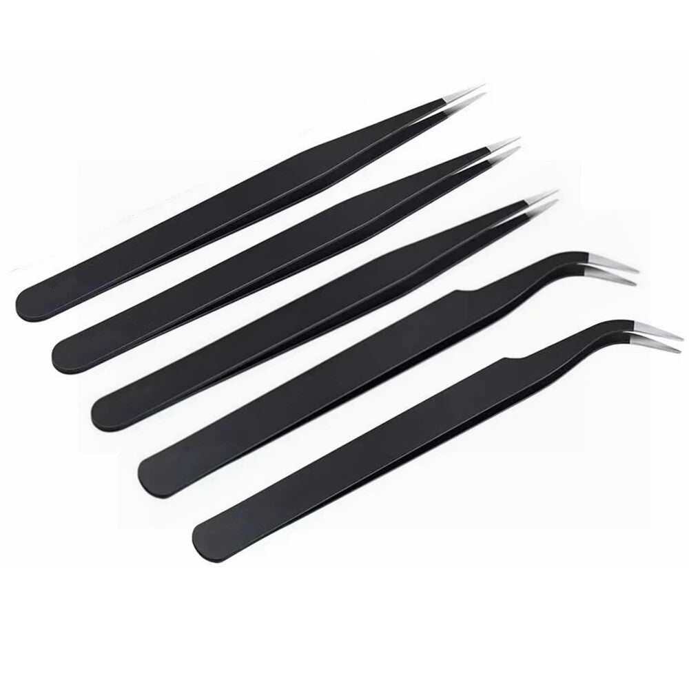 2pcs Stainless Steel Micro Precision Fine Pointed Professional Tweezers DIY Tech - Dukes Supplies