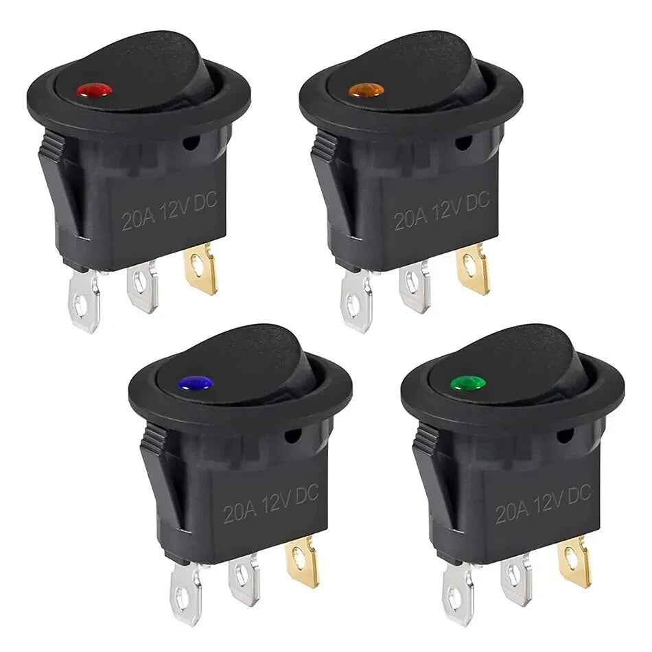 5Pcs 12V ON/OFF LED Round 12v Rocker Toggle Switch Dashboard Boat Van - Dukes Supplies
