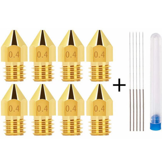 8pc 0.4mm 3D Printer MK8 Extruder Nozzle Creality Ender 3 / V2 / CR10s / SE-6 - Dukes Supplies
