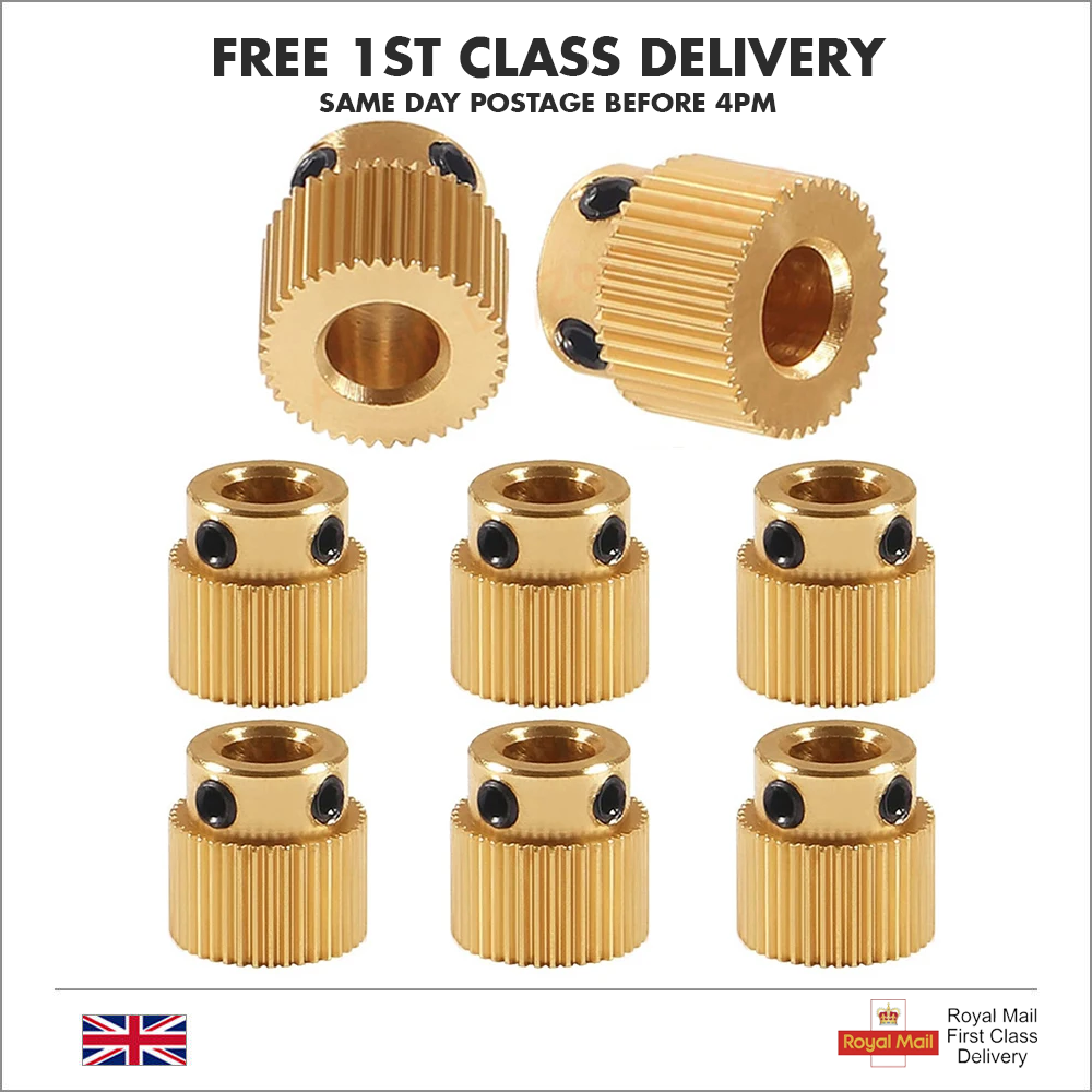 8pcs 3D Printer Accessory Extrusion Wheel Brass Drive Gear 40 Teeth Extruder - Dukes Supplies